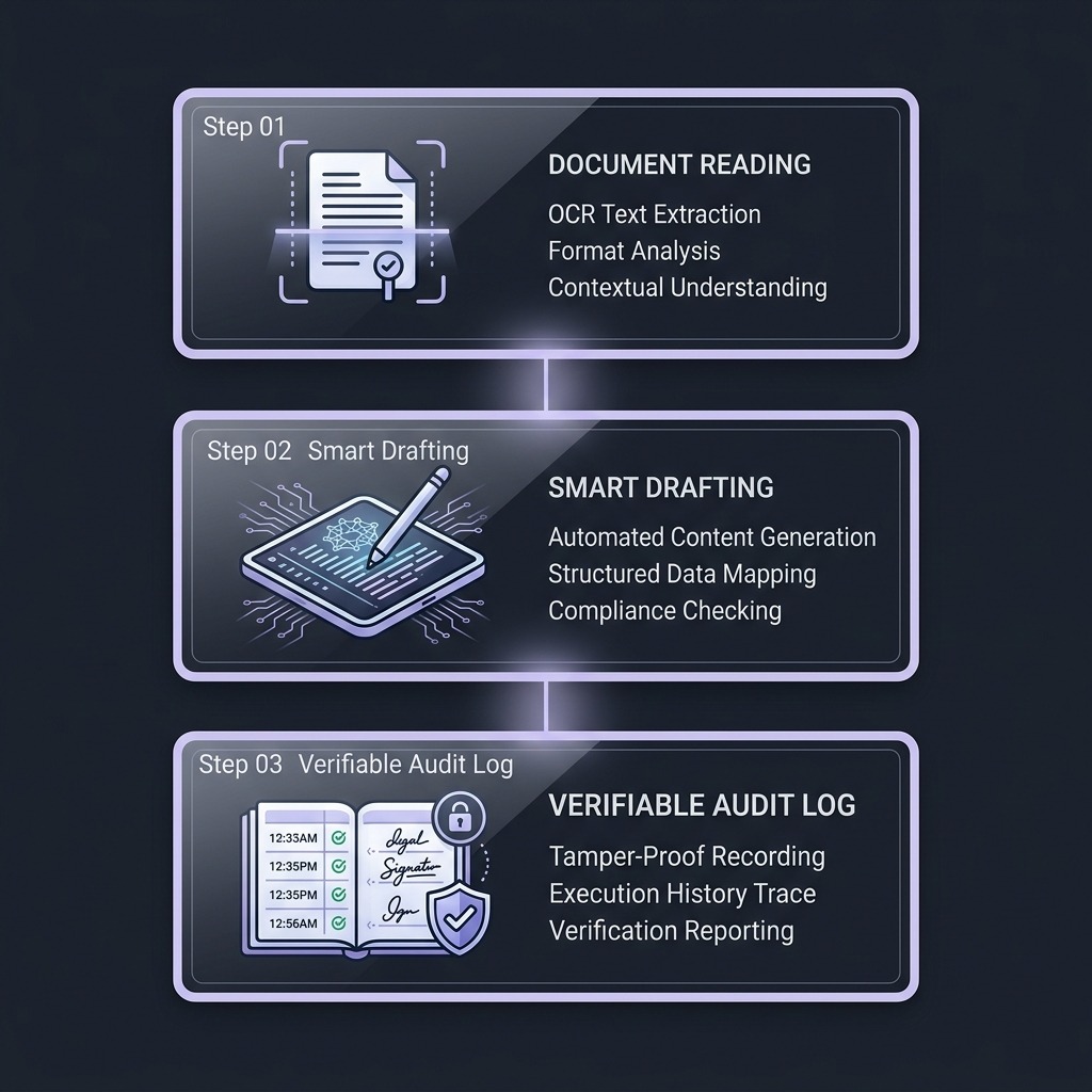 Autonomous Reasoning Loop: Observe -> Decide -> Execute chain with verifiable action logs